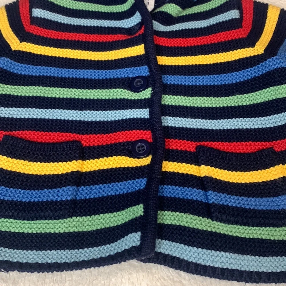 GAP Baby Striped Cardigan Hooded Sweater EUC 3-6M Blue Yellow Red Green